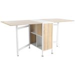Mesa de comedor Nairobi plegable 4 estantes blanco/natural 75x169x60 cm 2