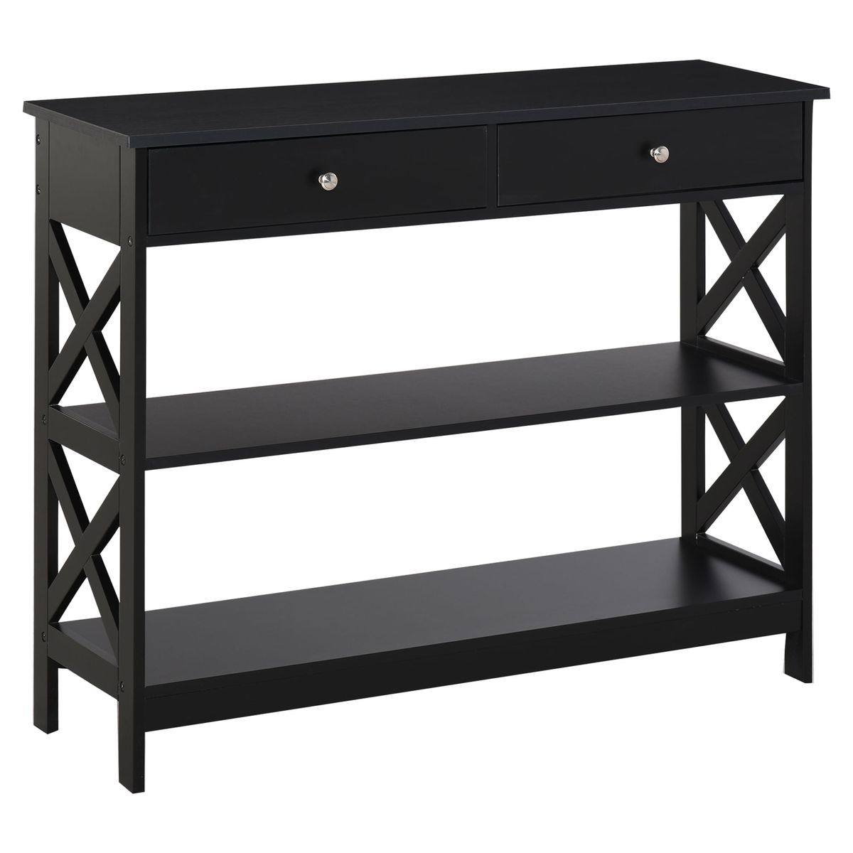 Consola recibidor Bals Homcom 2 cajones + 2 estantes negro 80x100x30,5 cm fondo blanco