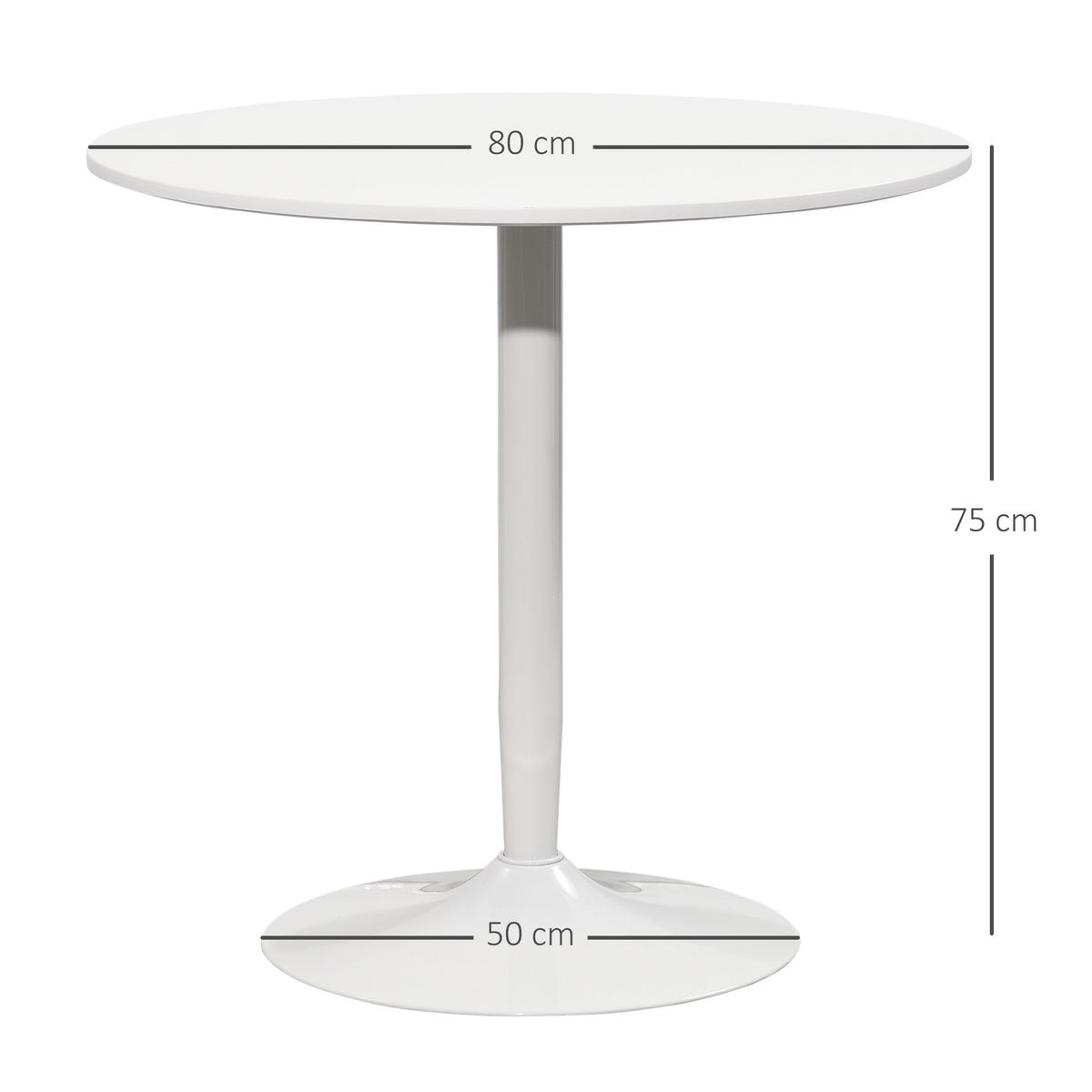 Mesa de comedor Yuzu Homcom redonda blanco Ø80x75 cm 3