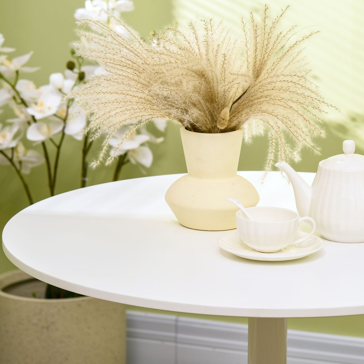 Mesa de comedor Yuzu Homcom redonda blanco Ø80x75 cm 7