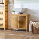 Mueble de lavabo Covadonga Kleankin 2 puertas bambú natural 61,5x66x29 cm