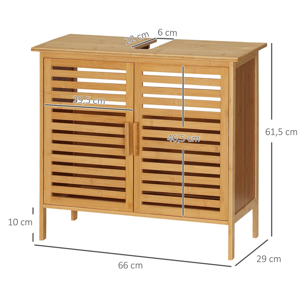 Mueble de lavabo Covadonga Kleankin 2 puertas bambú natural 61,5x66x29 cm 3