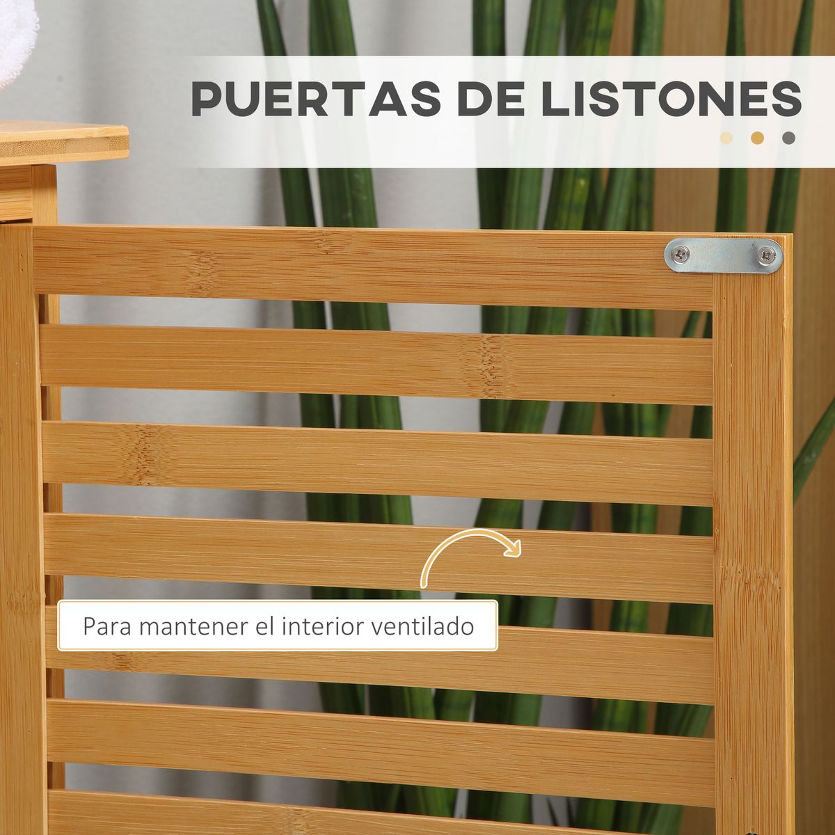 Mueble de lavabo Covadonga Kleankin 2 puertas bambú natural 61,5x66x29 cm 5