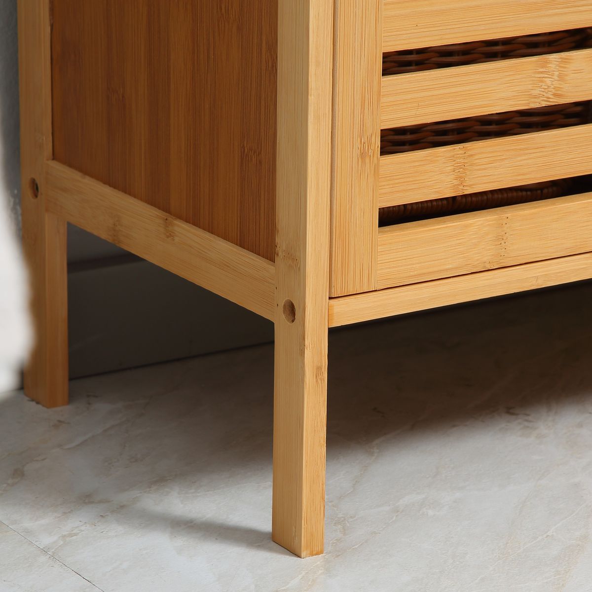 Mueble de lavabo Covadonga Kleankin 2 puertas bambú natural 61,5x66x29 cm 9
