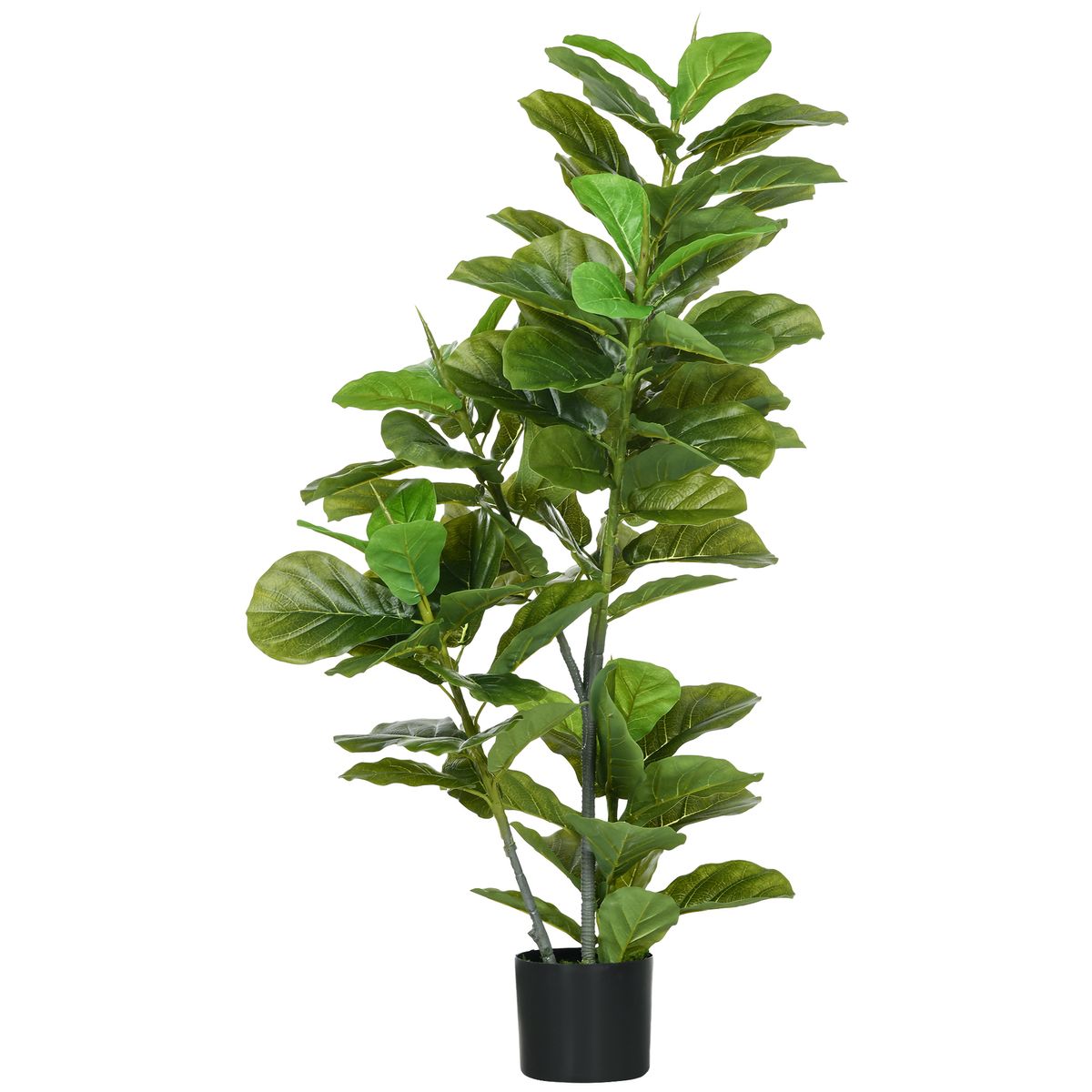 Planta imitación ficus Homcom 90 hojas 110 cm ofndo blanco