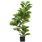Planta imitación ficus Homcom 90 hojas 110 cm ofndo blanco