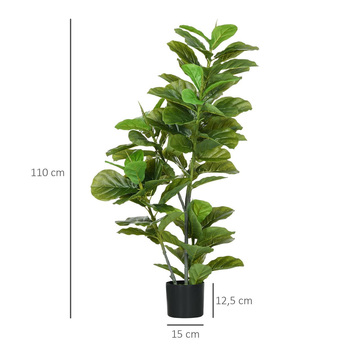 Planta imitación ficus Homcom 90 hojas 110 cm medidas