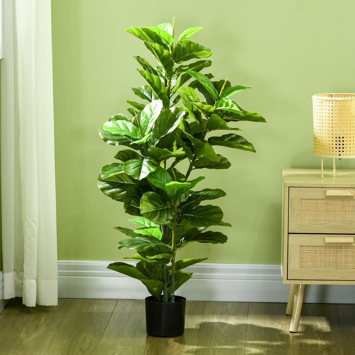 Planta imitación ficus Homcom 90 hojas 110 cm animada