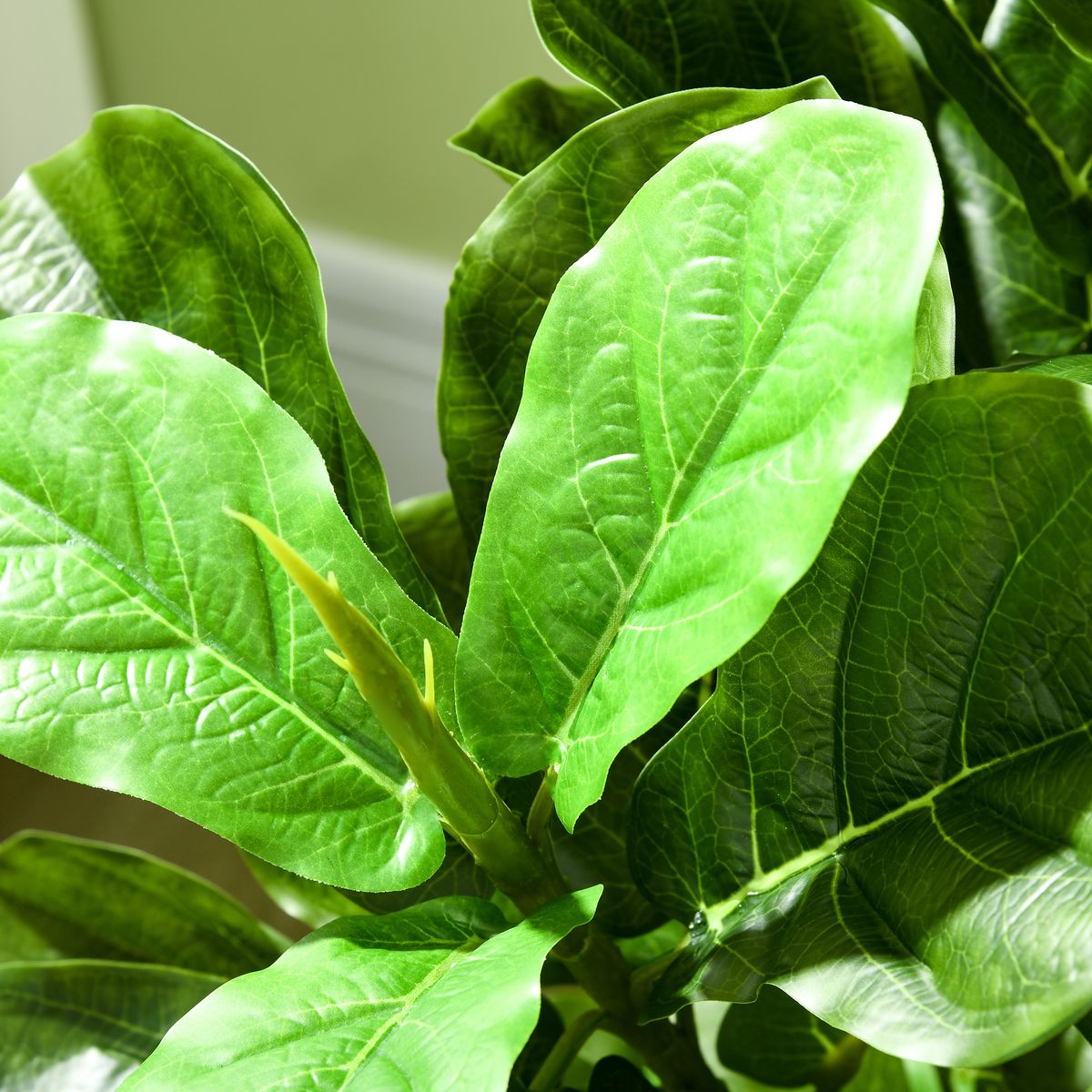 Planta imitación ficus Homcom 90 hojas 110 cm detalle