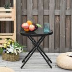 Mesa redonda Pina Outsunny plegable negro Ø45x50 cm animada