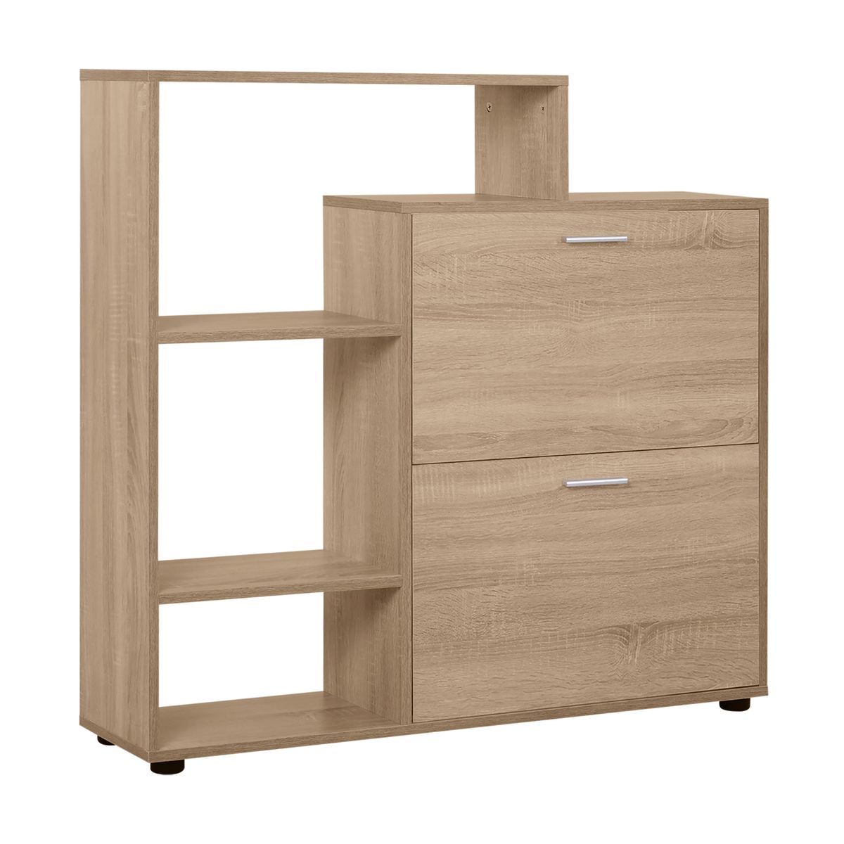 Mueble zapatero Nueva Delhi Homcom 2 puertas + estantes natural 98x101,5x25,5 cm 2
