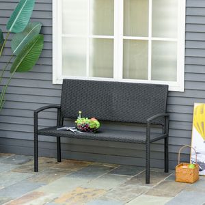 Banco de jardín Lounge Outsunny 2 plazas negro 85x122x60 cm