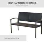 Banco de jardín Lounge Outsunny 2 plazas negro 85x122x60 cm detalle web