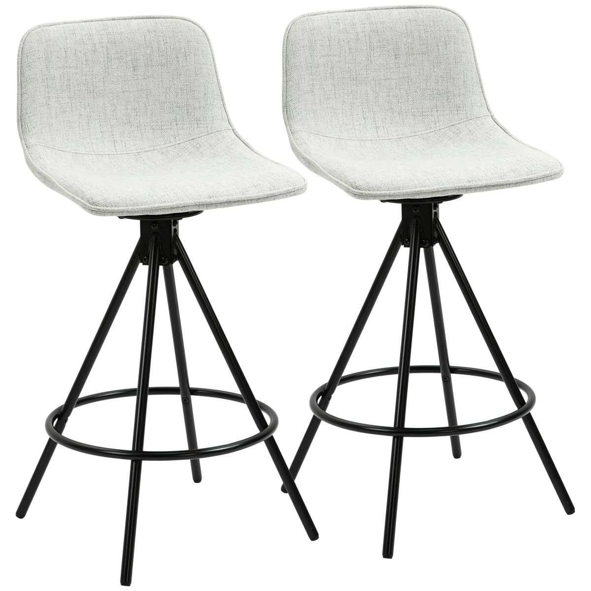 Pack de 2 taburetes altos Zenica Homcom giratorios gris claro 90x41,5x47,5 cm fondo blanco