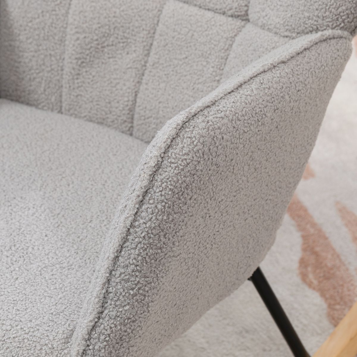 Mecedora Miko Homcom terciopelo patas de madera gris 101x71x92 cm 8