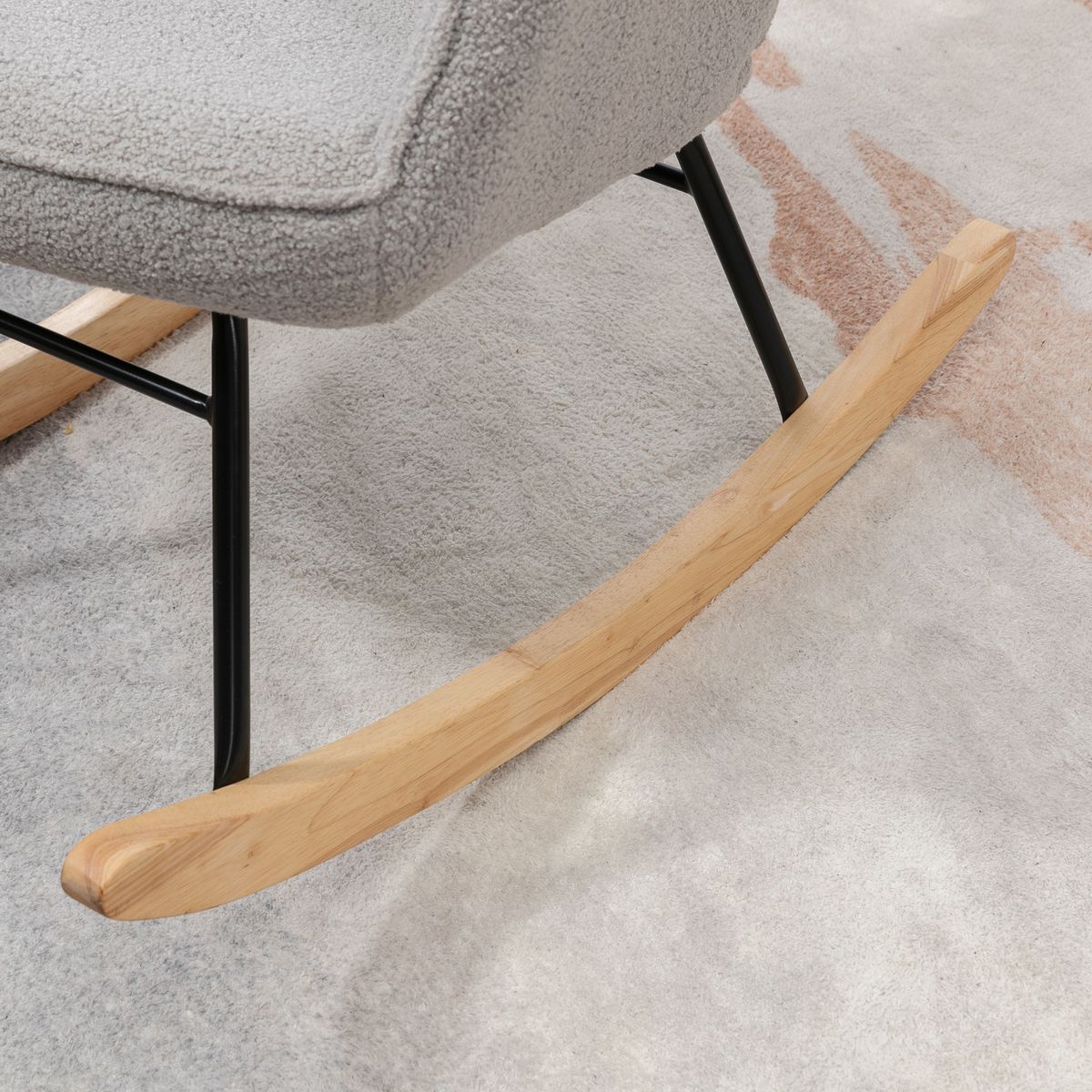 Mecedora Miko Homcom terciopelo patas de madera gris 101x71x92 cm 9