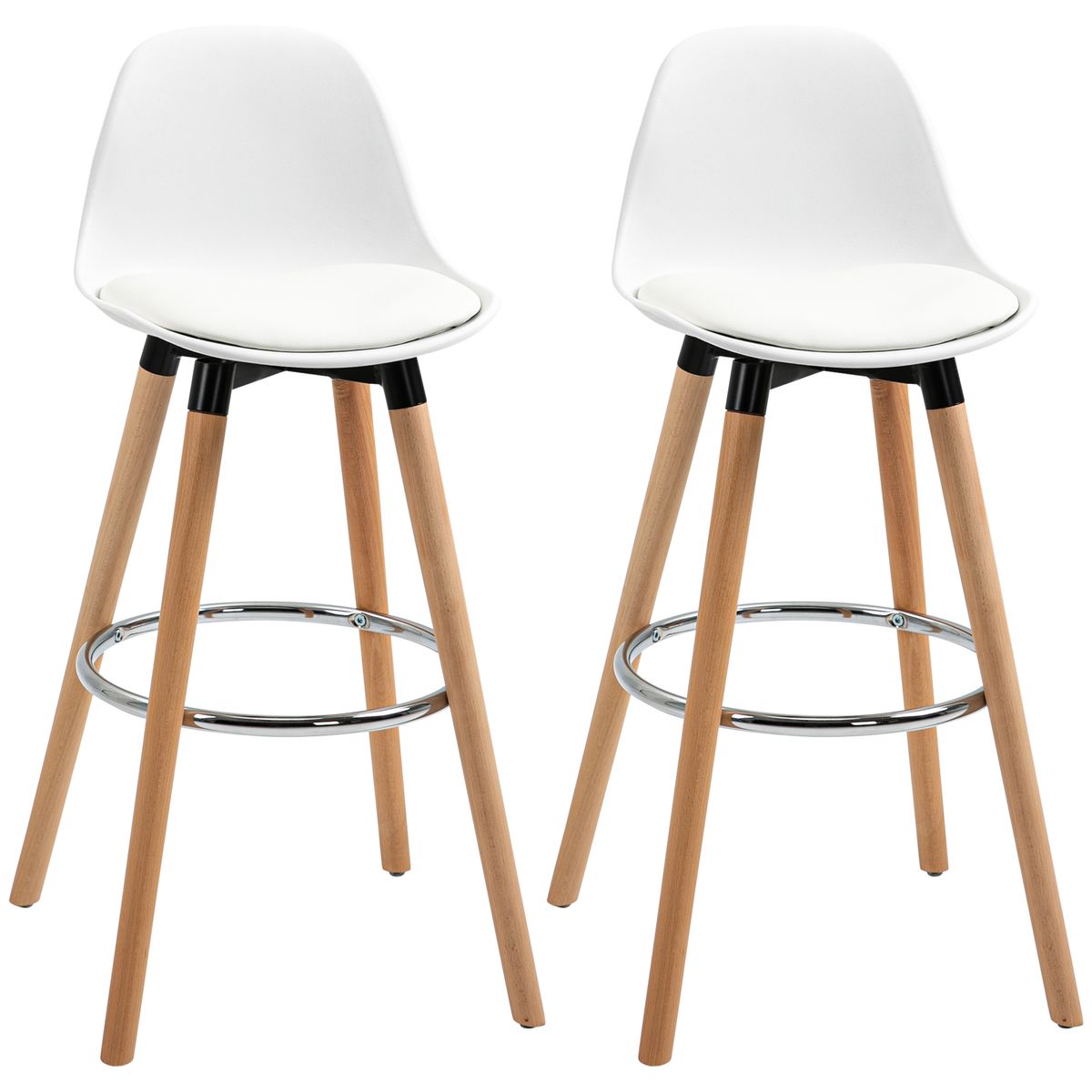 Pack de 2 taburetes altos Pernik Homcom con respaldo blanco 91x40x42 cm fondo blanco