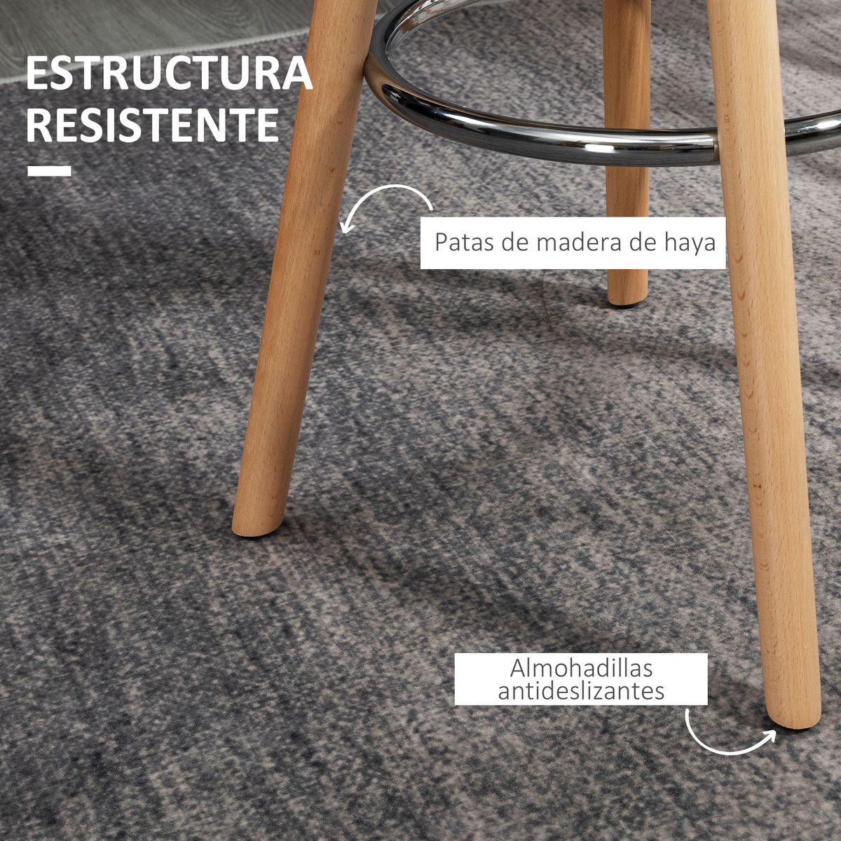Pack de 2 taburetes altos Pernik Homcom con respaldo blanco 91x40x42 cm patas