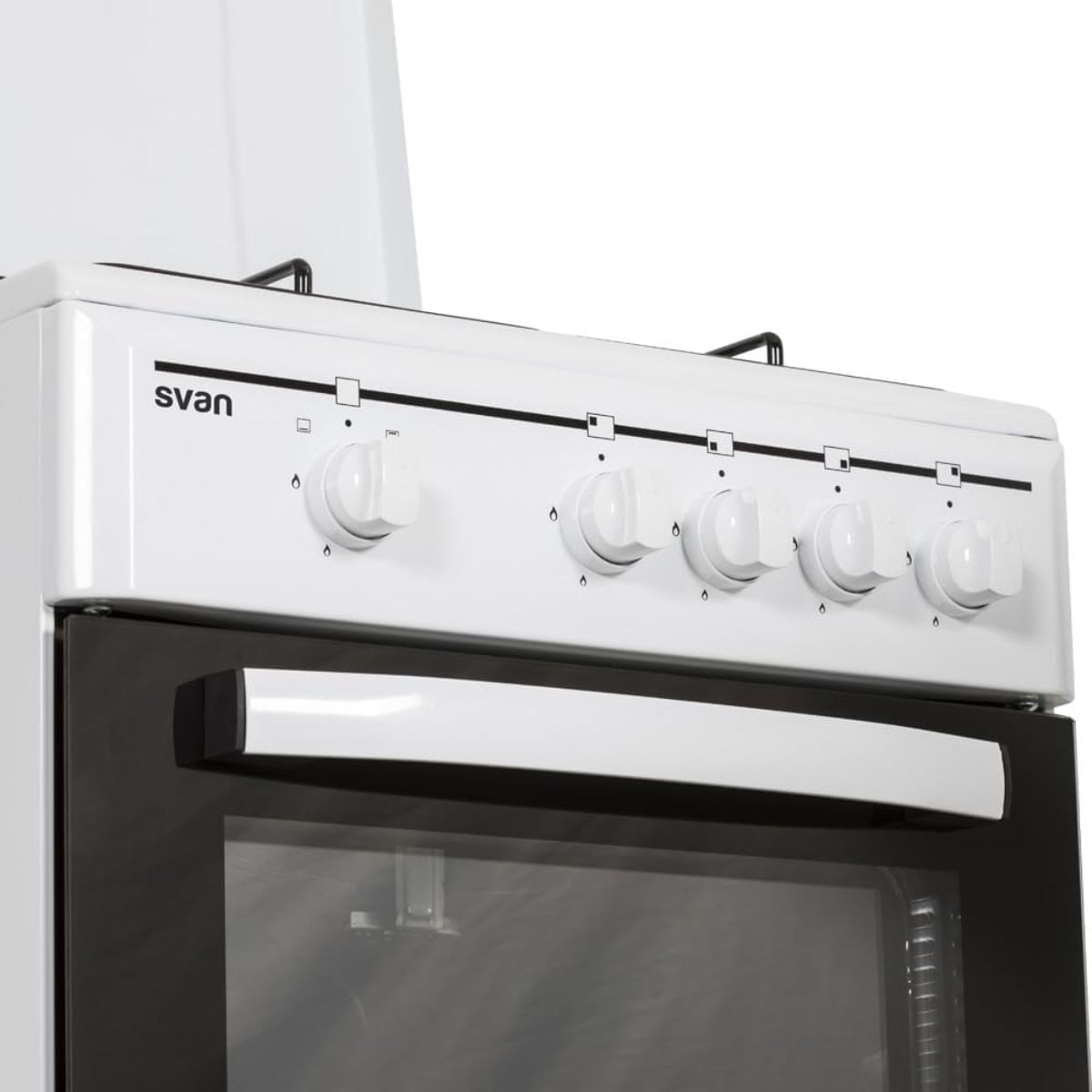 Cocina-de-gas-con-horno-Svan-SKKG4500TM-4-zonas-55L-con-tapa-blanco-50-cm-control