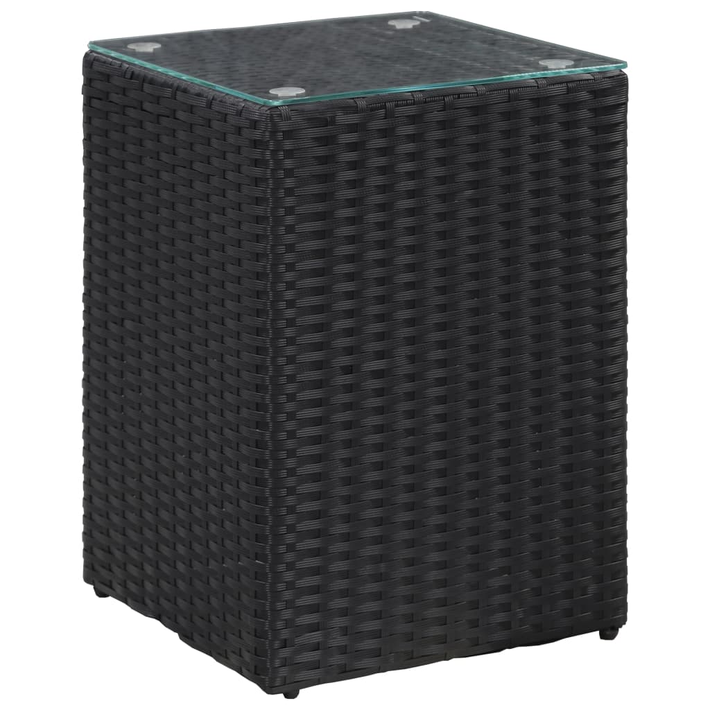 Set de 3 mesitas auxiliares de jardín Palermo ratán sintético negro 3