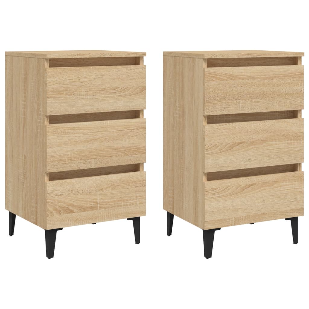 Pack de 2 mesitas de noche Kero 3 cajones natural 69x40x35 cm