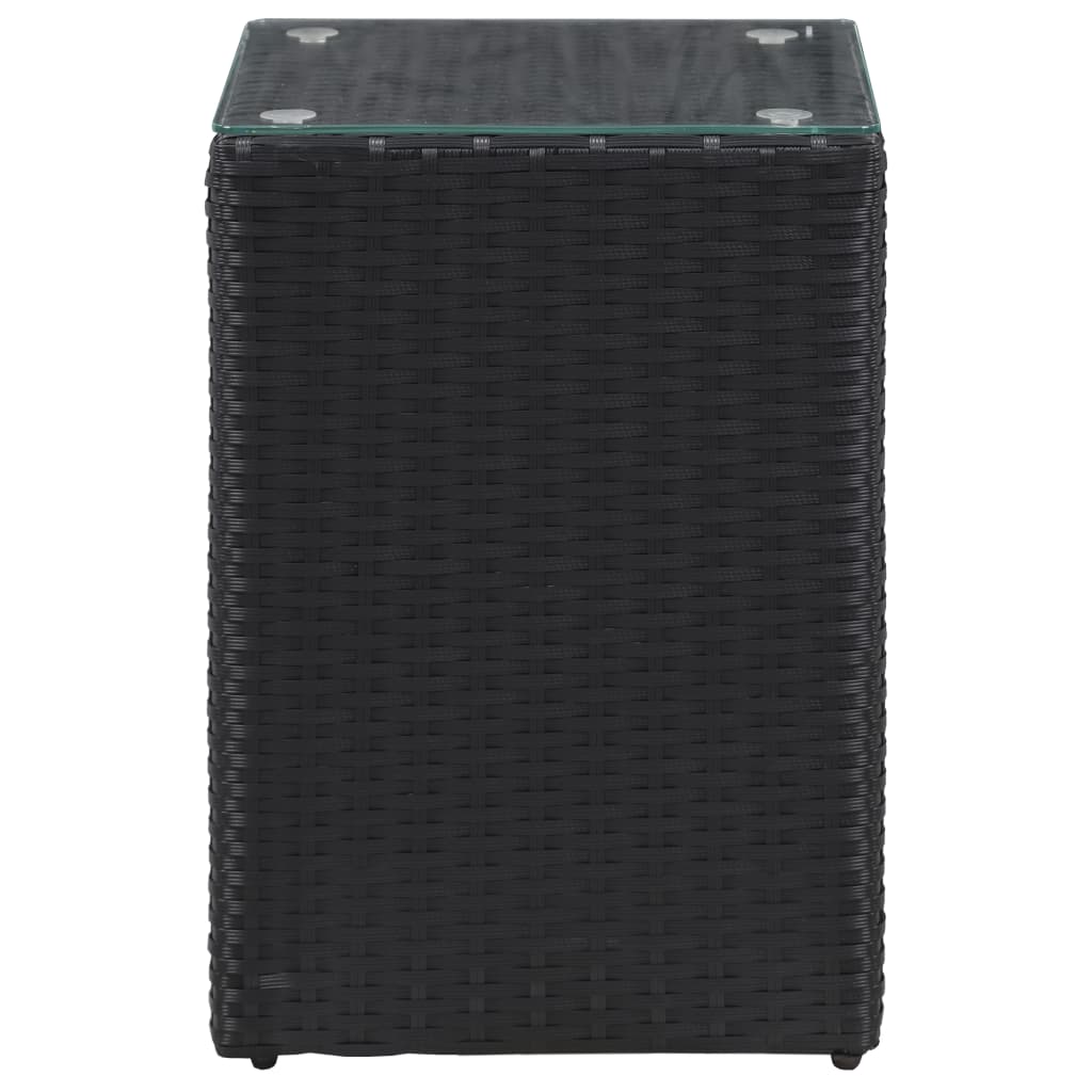Mesa auxiliar de jardín Palermo ratán sintético negro 52x35x35 cm 2