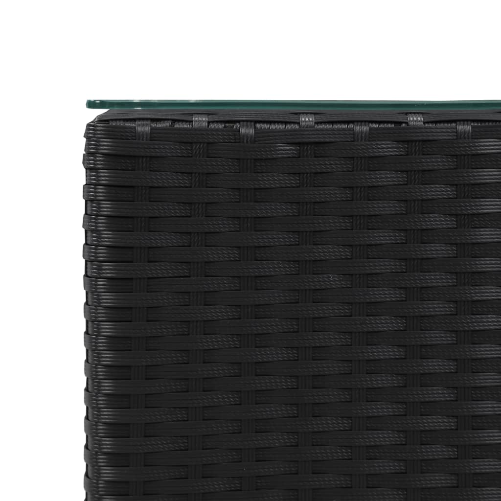 Mesa auxiliar de jardín Palermo ratán sintético negro 52x35x35 cm 3