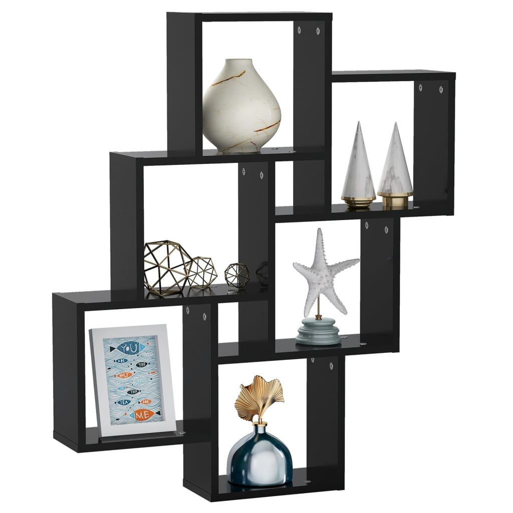 Estante de pared Minzo 6 cubos negro 93x78x15 cm 3