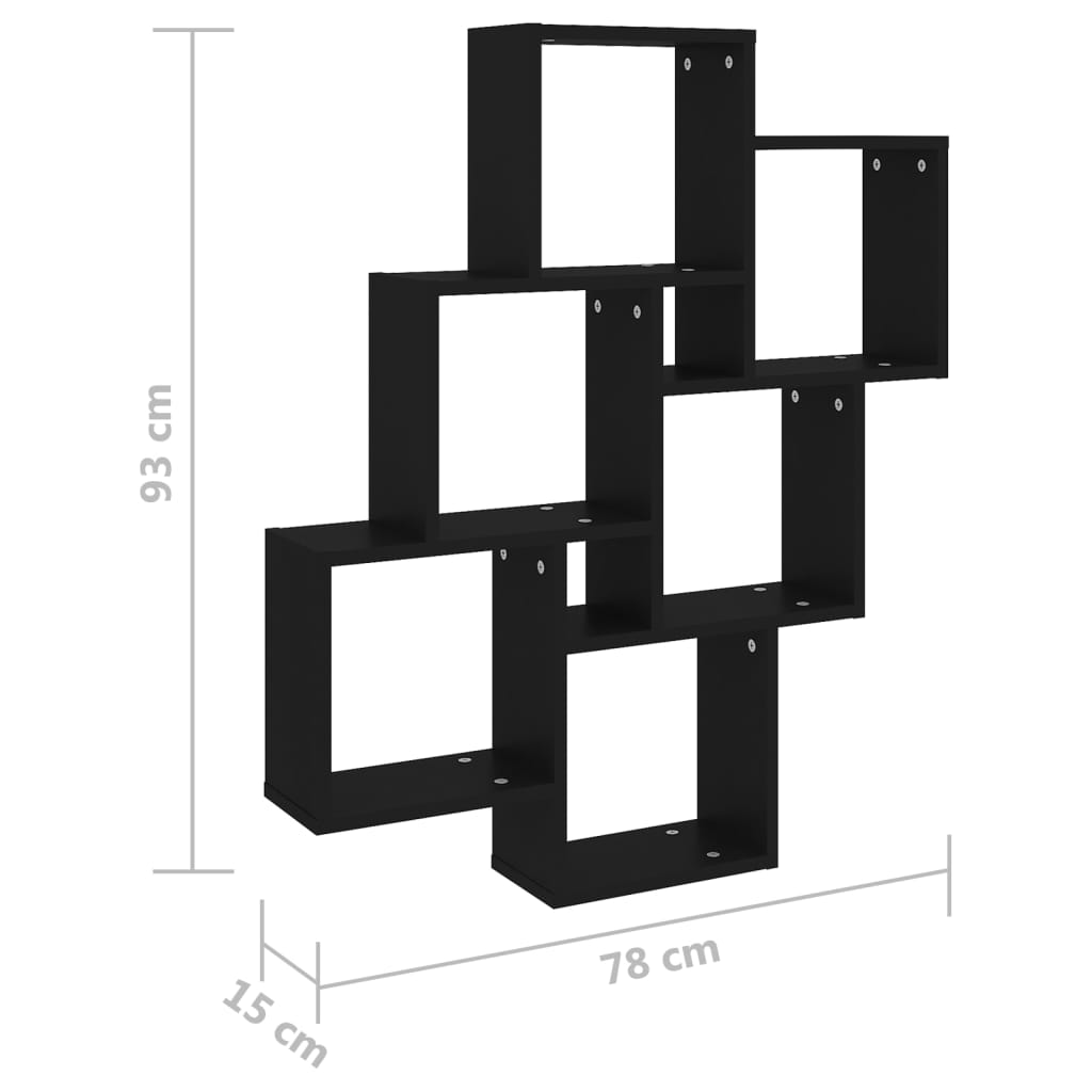 Estante de pared Minzo 6 cubos negro 93x78x15 cm 6