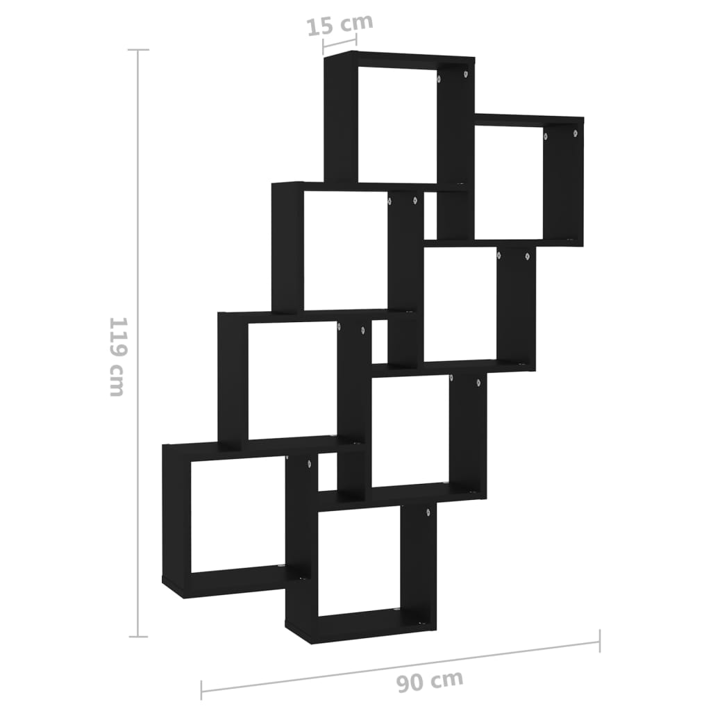 Estante de pared Hinzo 8 cubos negro 119x90x15 cm 6
