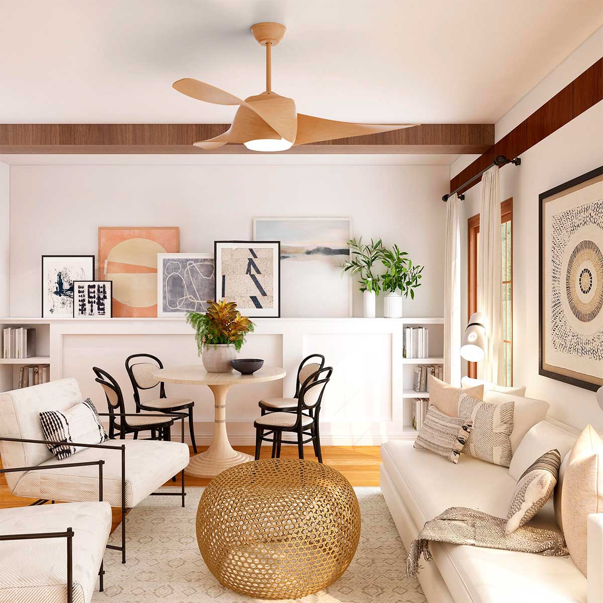 Ventilador de techo Cadillac Sulion luz LED + mando a distancia marrón Ø130 cm 2