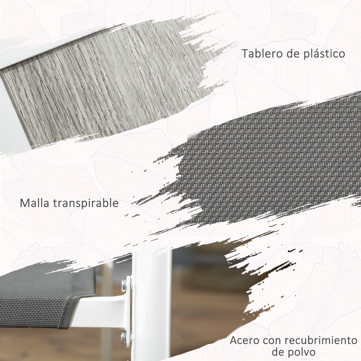 Conjunto de mesa y 6 sillas de jardín Santa Clara Outsunny gris/blanco 5