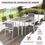 Conjunto de mesa y 6 sillas de jardín Santa Clara Outsunny gris/blanco 6