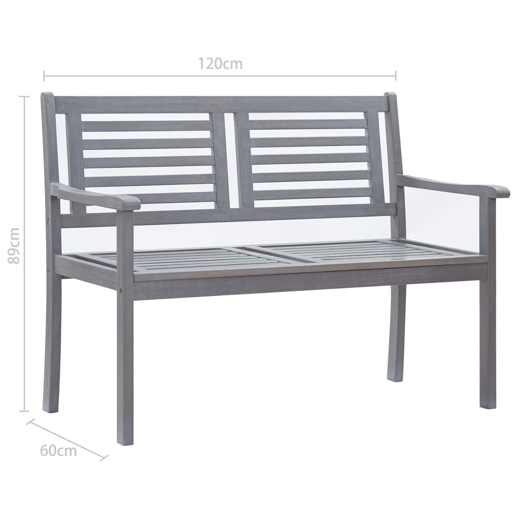 Banco de jardín Amaltea 2 plazas con cojín gris/crema 120 cm 8