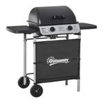 Barbacoa de gas Outsunny 2 quemadores 5,6kW con ruedas negro 99x104x49 cm fondo blanco