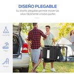 Pack de 2 sillas de camping Outsunny plegables negro 109x62x70 cm