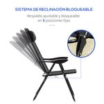 Pack de 2 sillas de camping Outsunny plegables negro 109x62x70 cm