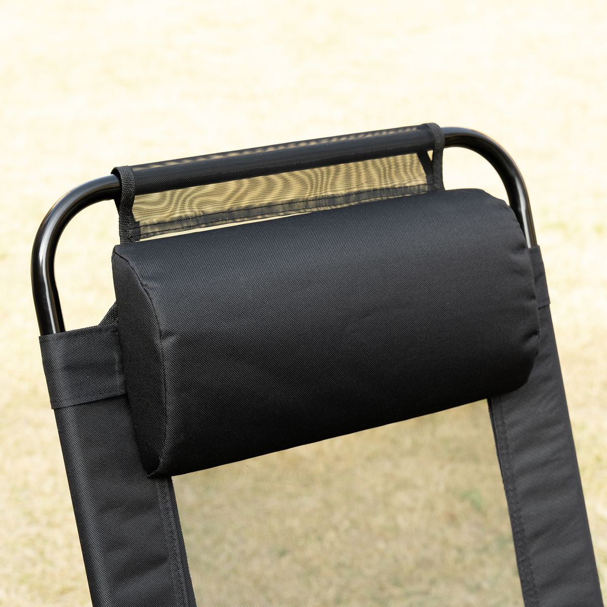 Pack de 2 sillas de camping Outsunny plegables negro 109x62x70 cm detalles