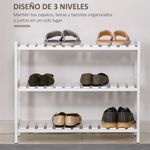 Zapatero Sansan Homcom 3 niveles blanco 57,5x70x26 cm zapatos