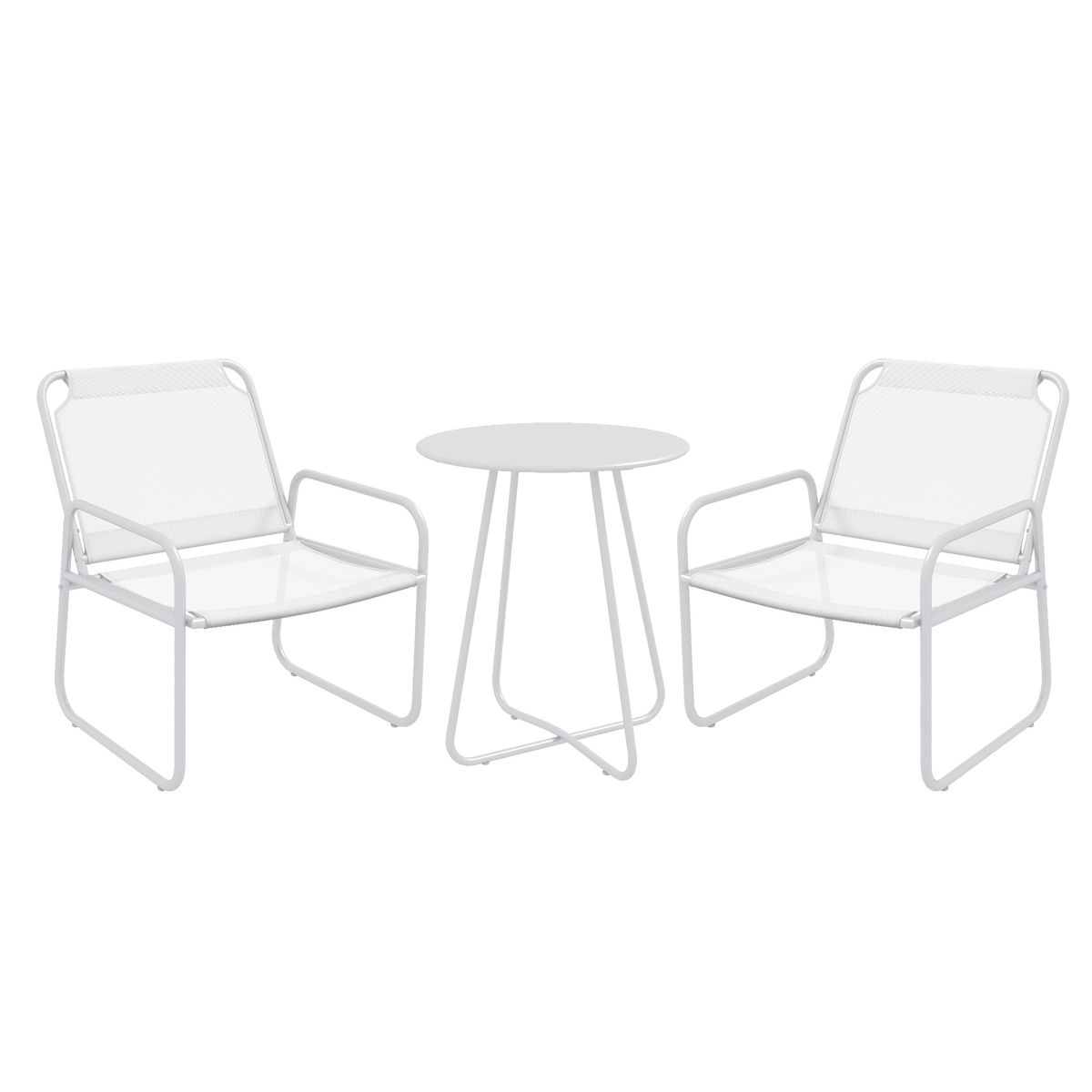 Conjunto de jardín Vega Baja Outsunny 2 sillas + 1 mesa blanco 2