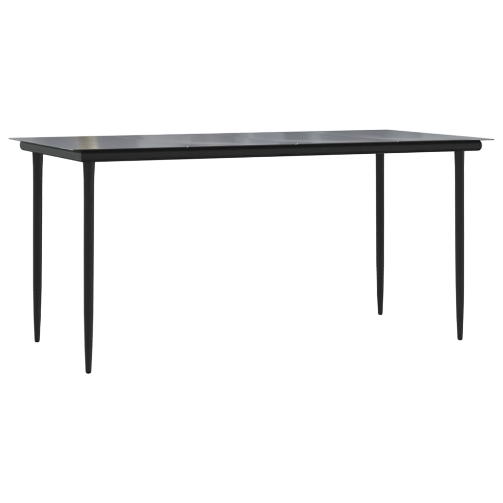 Mesa de jardín Guanajay rectangular acero y vidrio negro 74x160x80 cm 2