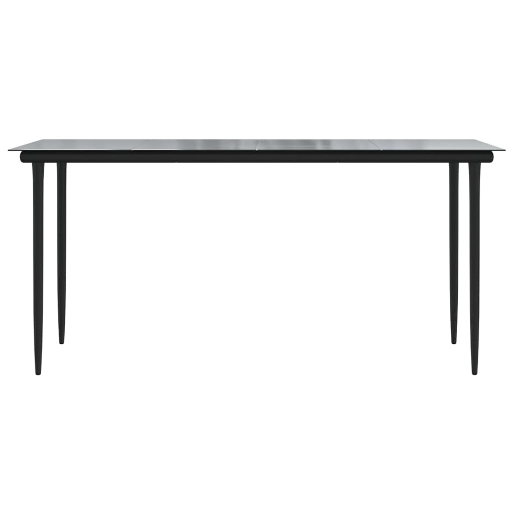 Mesa de jardín Guanajay rectangular acero y vidrio negro 74x160x80 cm 3