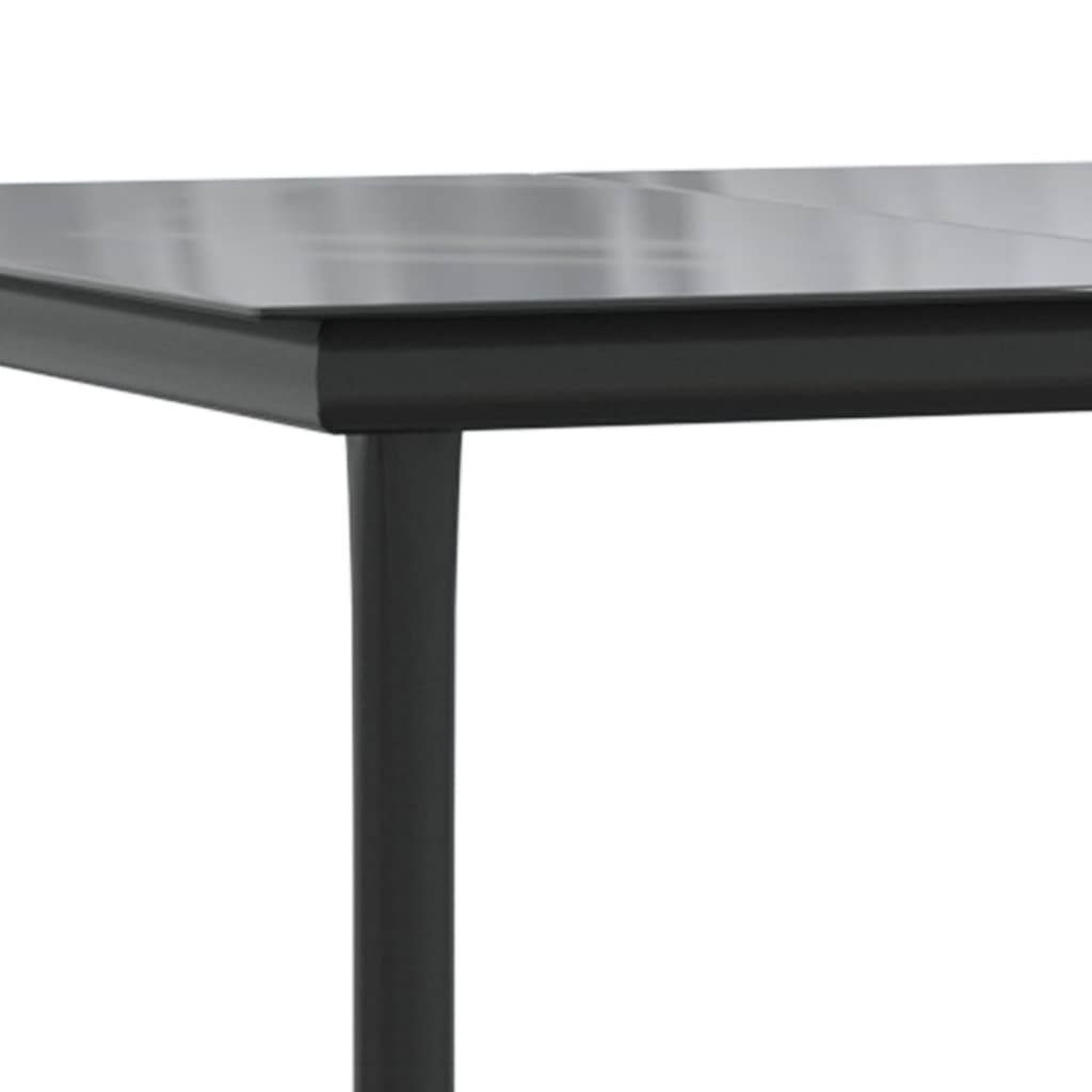 Mesa de jardín Guanajay rectangular acero y vidrio negro 74x160x80 cm 6
