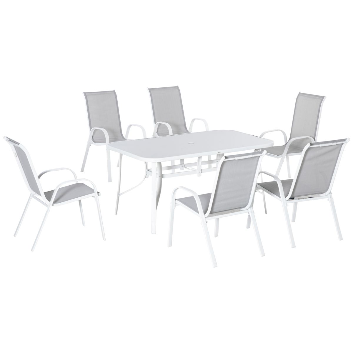 Conjunto de mesa y 6 sillas de jardín Camuy Outsunny gris 2