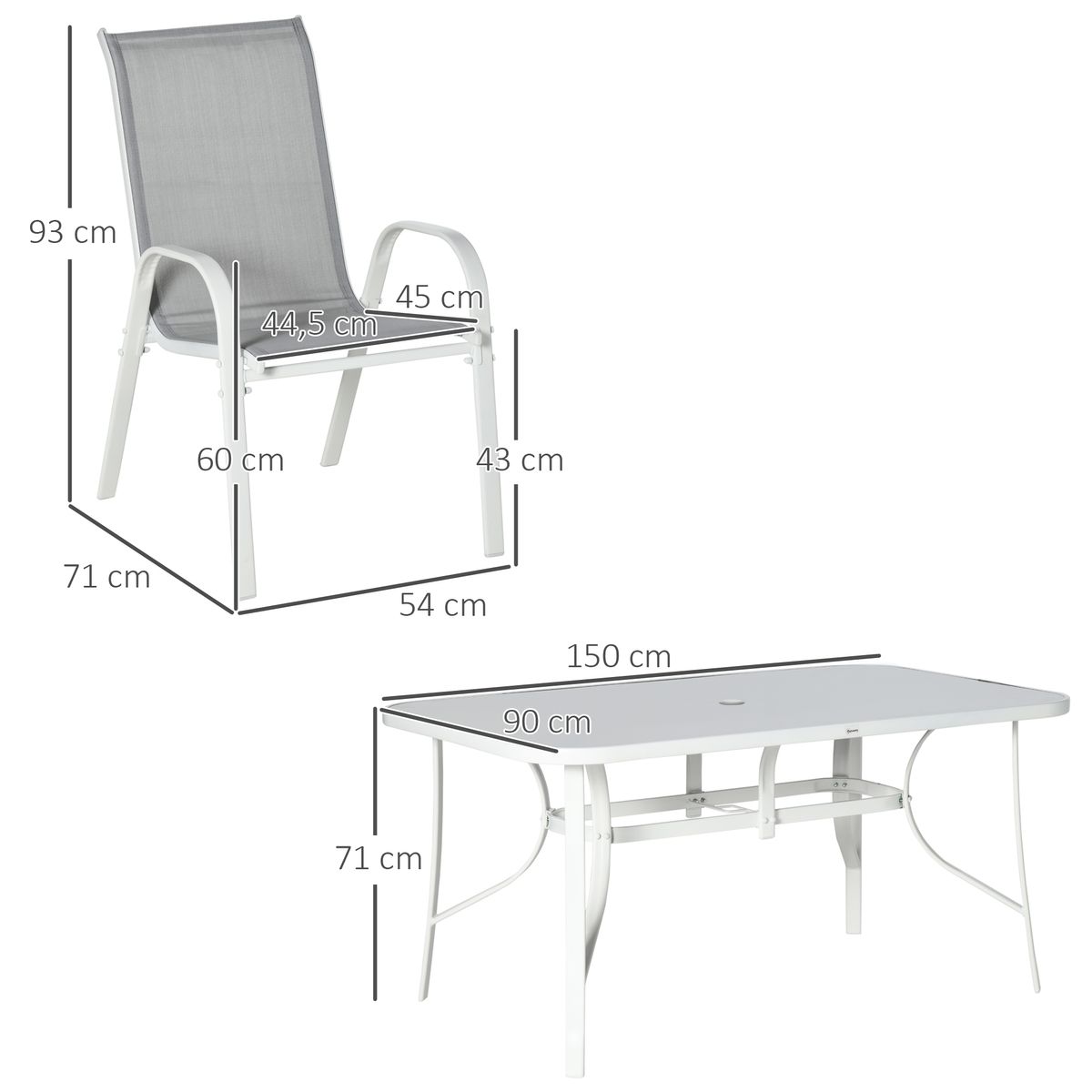 Conjunto de mesa y 6 sillas de jardín Camuy Outsunny gris 3