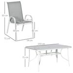 Conjunto de mesa y 6 sillas de jardín Camuy Outsunny gris 3