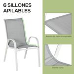 Conjunto de mesa y 6 sillas de jardín Camuy Outsunny gris 5