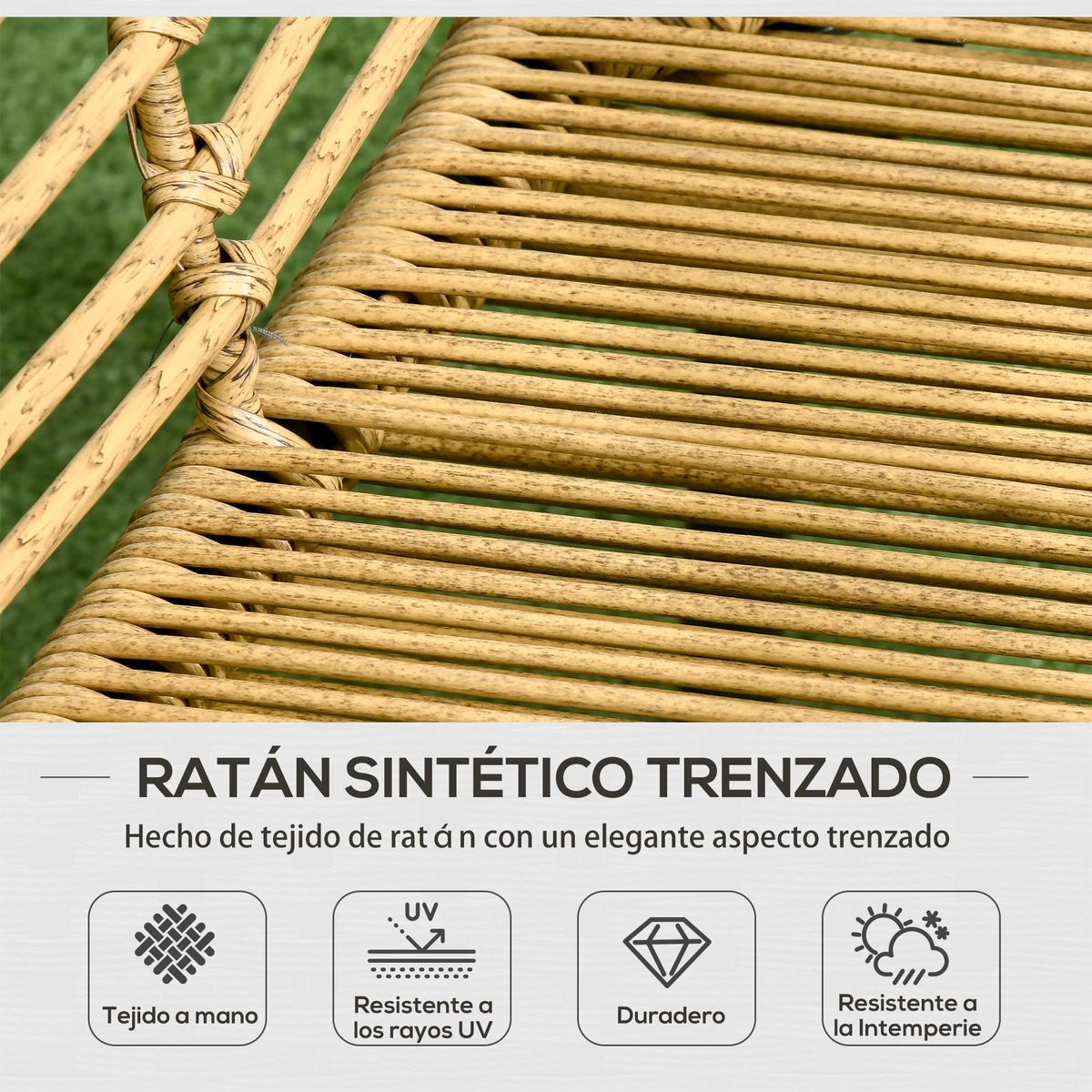 Conjunto de jardín Faro Outsunny sofá + 2 sillas + mesa natural/gris
