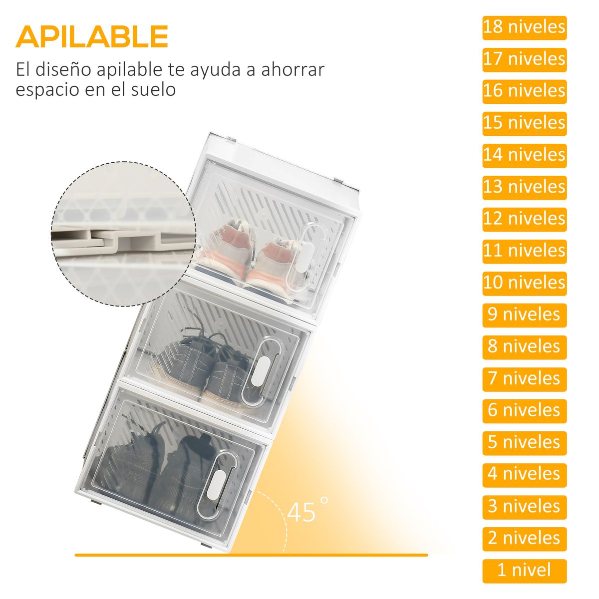 Pack de 18 cajas organizativas Homcom con puerta magnética 21x28x36 cm