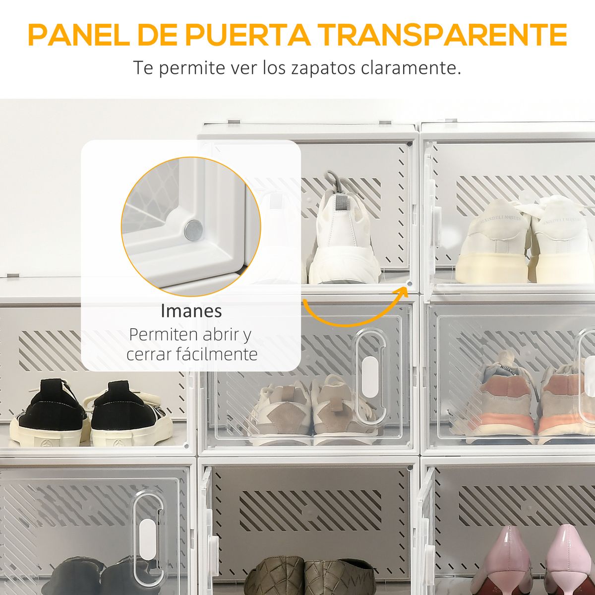 Pack de 18 cajas organizativas Homcom con puerta magnética 21x28x36 cm